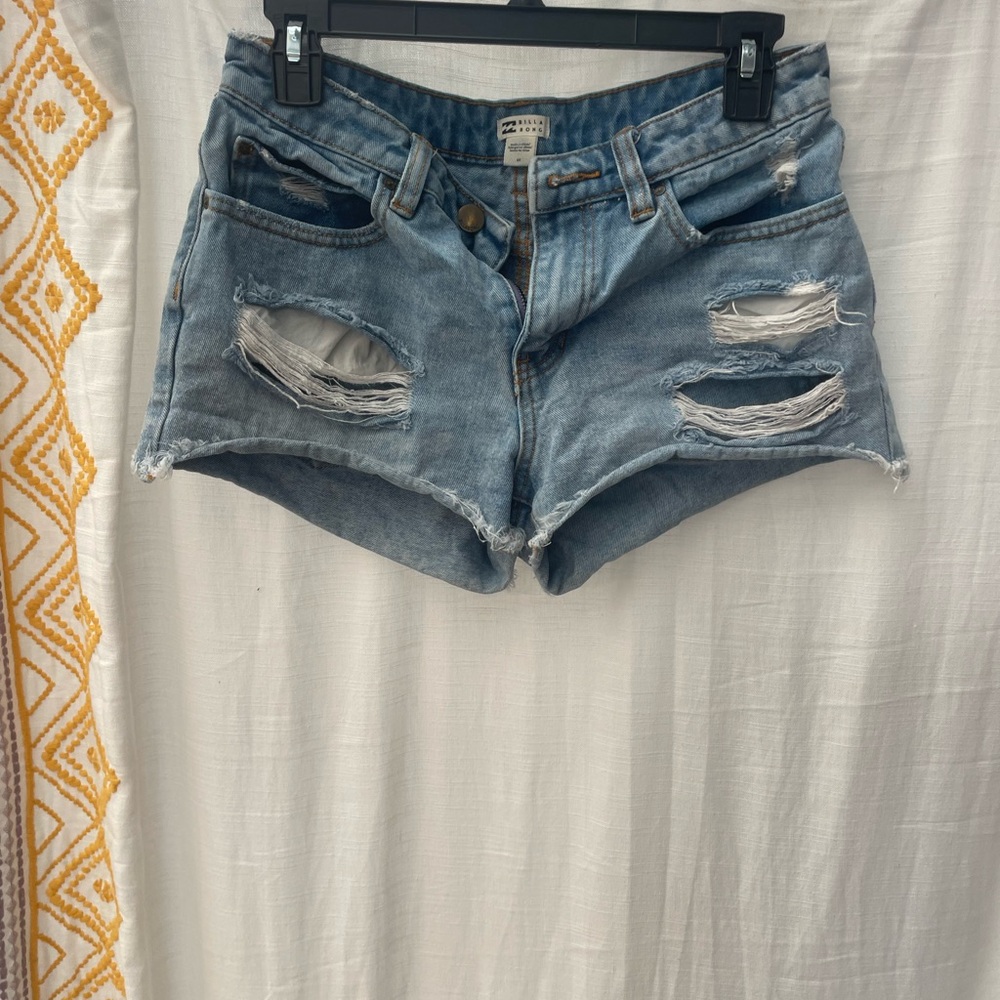Billabong Light Blue Distressed Jean Shorts